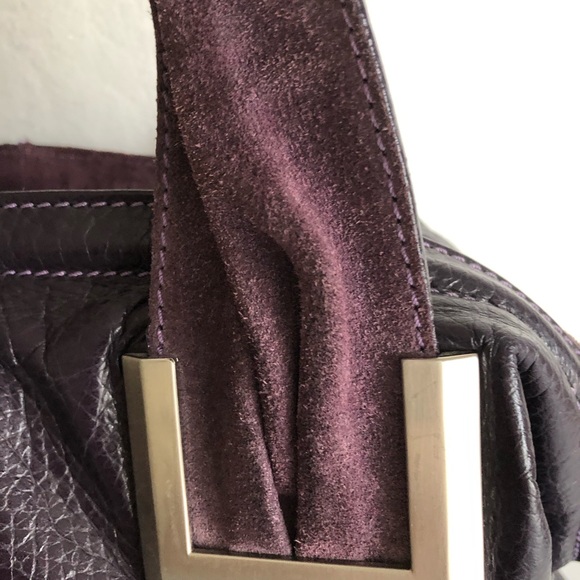 Grape Nicoli Italian leather and suede handbag LARGE with silver accents NEW! - Picture 3 of 5